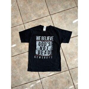 Kids Black Newsboys T Shirt, XL (10) We Believe God’s Not Dead, Youth Tee, Relig